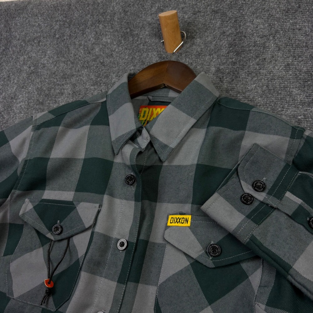 Dixxon Flannel Beeline Womens Medium Green Grey Buffalo Check D-Tech Shirt